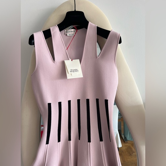 STUNNING NWT Alexander McQueen Pink and Black Striped Mini Dress - Picture 3 of 4
